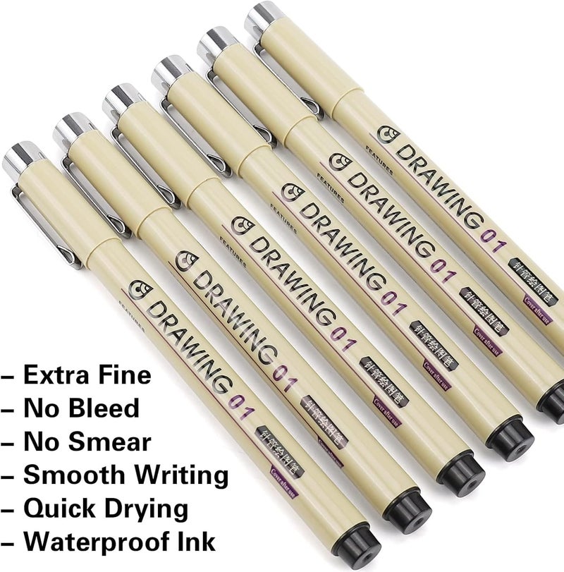 KOUSICOO Muchcute Extra Fine Point Writing Pens:6 Black 0.25mm Ultra Thin Micron Pen 01 No Bleed Bible Journaling Study Supplies Annotation Smooth Waterproof Micro Line Tip Fineliner Gel Felt Ink Markers Stuff - Image 3